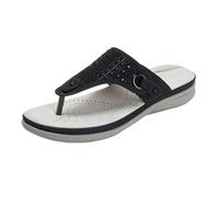 Womens Flip Flops with rch Support Thick Wedge Heels Hollow Decoration Clip Toe Holiday Beach Casual Slippers Summer Shoes for Women UK (Black, 5)