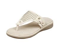 Womens Flip Flops with rch Support Thick Wedge Heels Hollow Decoration Clip Toe Holiday Beach Casual Slippers Summer Shoes for Women UK (White, 5.5)
