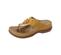 Women's Flip Flops with Wedge for the Beach - Rubber Slippers for Women Open Shoes for Walking Lightweight Fashion Summer Slippers with Flowers Casual Elegant Guests Soft Slippers Home Travel Holiday