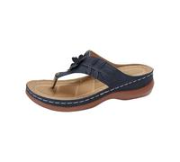 Women's Flip Flops with Wedge for the Beach - Rubber Slippers for Women Open Shoes for Walking Lightweight Fashion Summer Slippers with Flowers Casual Elegant Guests Soft Slippers Home Travel Holiday