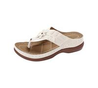 Women's Flip Flops with Wedge for the Beach - Rubber Slippers for Women Open Shoes for Walking Lightweight Fashion Summer Slippers with Flowers Casual Elegant Guests Soft Slippers Home Travel Holiday