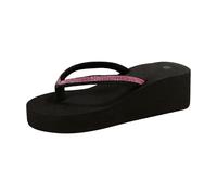 Women's Flip Flops Women Flipflops Women's Beach Sandals Fashionable Open Toe Slippers With Thick Soles And Wedge Heels Suitable For Wearing Outside At The With Drilled Straps. Ladies Flip Flops (6.5)