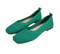 Women's flip Flops - Womens Ballet Flats Breathable Knit Mesh Low Cut Slip On Shallow Round Toe Lightweight Casual Walking Work Travel Everyday Shoes Comfortable Flexible Pump Style Green