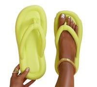 Womens Flip Flops Womens Flip Flops Soft Sole Beach Clip Toe Non Slip Pillow Slippers Women Bathroom Couples Flat Slides Sandals(Light green,42-43)