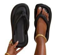 Womens Flip Flops Womens Flip Flops Soft Sole Beach Clip Toe Non Slip Pillow Slippers Women Bathroom Couples Flat Slides Sandals(Black,40-41)