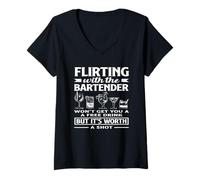 Womens Flirting with The Bartender Won't Get You Free Drink V-Neck T-Shirt