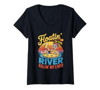 Womens Floatin' On The River Killin' My Liver V-Neck T-Shirt