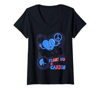Women's Floating On Cloud Cardio Heart Peace Design V-Neck T-Shirt