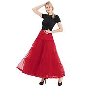 Women's Floor Length Skirt Elegant for Wedding Long Petticoat Underskirt Black Long Skirts with Elastic Waist High Waist Casual Women's Skirt Tulle Elegant Rave Party A Line High Waist, red, One Size