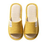 Womens Floor Slippers Memory Foam House Shoes Indoor Cotton and Linen Home Four Seasons Men and Women Couples Linen Cloth Drag Women Robe and Slippers Set Yellow