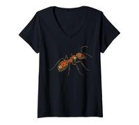 Womens Floral Ant Intricate Insect Nature Art Botanical Ant Garden V-Neck T-Shirt