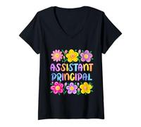 Womens Floral Assistant Principal School Worker Vice Principal V-Neck T-Shirt