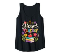 Womens Floral Christian Teacher Blessing School Classroom Mood Tank Top