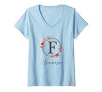 Womens Floral Francesca Name Flower Personalized Name Francesca V-Neck T-Shirt