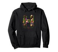 WOMENS FLORAL H INITIAL WATERCOLOR BOTANICAL FLOWER LETTER Pullover Hoodie
