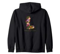 WOMENS FLORAL L INITIAL WATERCOLOR BOTANICAL FLOWER LETTER Zip Hoodie