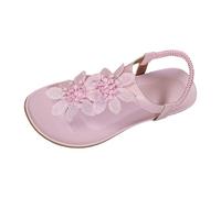 Womens Floral Lace Flat Sandals Casual Summer Open Toe Walking Shoes Elastic Slingback Bohemian Beach Sandals Holiday Mules Pink