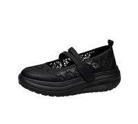 Womens Floral Lace Mary Jane Platform Sneakers UK Double Strap Hook Loop Closure Slip On Wedge Shoes for Summer Casual Walks Shopping Trips and All Day Standing Comfort