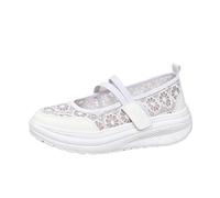 Womens Floral Lace Mary Jane Platform Sneakers UK Double Strap Hook Loop Closure Slip On Wedge Shoes for Summer Casual Walks Shopping Trips and All Day Standing Comfort
