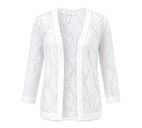Women's Floral Lace Shawl Short Cardigan, Lightweight Nylon Cover Up in Black White Red