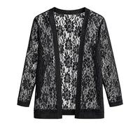Women's Floral Lace Shawl Short Cardigan, Lightweight Nylon Cover Up in Black White Red