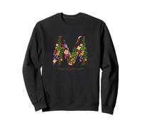 WOMENS FLORAL M INITIAL WATERCOLOR BOTANICAL FLOWER LETTER Sweatshirt
