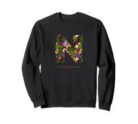 WOMENS FLORAL N INITIAL WATERCOLOR BOTANICAL FLOWER LETTER Sweatshirt