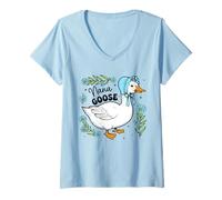 Womens Floral Nana Goose Cute Silly Goose Mother's Day Womens V-Neck T-Shirt