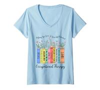 Womens Floral OT Books Helping You Grow To Your Full Potential V-Neck T-Shirt