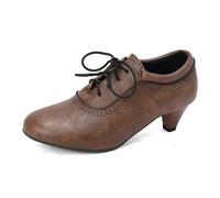Women's Floral Pattern Deep Mouth High Heel Spring Foreign Trade Europe USA Strap Design Stylish Shoes Trendy Female Classic Modern Strap Heel, brown, 4 UK