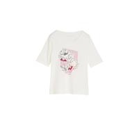 Women's Floral Print T-Shirt Front Tom Tailor Blanc XL