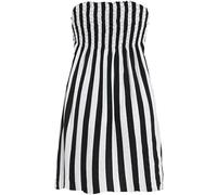 Womens Floral Printed Bandeau Sheering Short Dress Strapless Boob Tube Top, Ladies Casual Elasticated Gather Bust Summer Mini Beach Cover Up Boobtube Tops UK Plus Size 8-22, Vertical Stripe-12-14