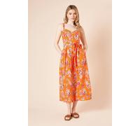 Floral Printed Button Up Belted Linen Midi Dress Dorothy Perkins Floral 8