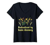 Womens Floral Radicalized by Basic Decency V-Neck T-Shirt