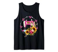 Womens Floral Sewing Machine Graphic for Girls Tank Top