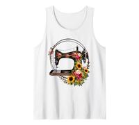 Womens Floral Sewing Machine Graphic for Girls Tank Top