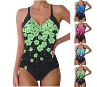 Women's Floral Swimsuits UK Sale Clearance One Piece Swimming Costume Ladies Modest Swimwear Tummy Control Monokini Flowers Printed Bathing Suits Teenage Period Swim Bodysuits Beachwear