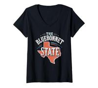 Womens Floral Texas Map The Bluebonnet State TX US States Texan V-Neck T-Shirt