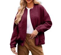 Women's Floral Textured Jacket Long Sleeve Round Neck Solid Color Zip-Up Coat Fashion Casual Winter Outerwear
