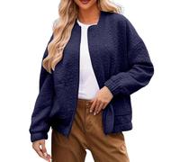 Women's Floral Textured Jacket Long Sleeve Round Neck Solid Color Zip-Up Coat Fashion Casual Winter Outerwear