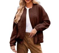 Women's Floral Textured Jacket Long Sleeve Round Neck Solid Color Zip-Up Coat Fashion Casual Winter Outerwear