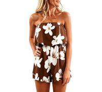 Women's Floral Tie Front Shorts Jumpsuit Sleeveless Summer Playsuit Bandeau Loose Casual Romper Vacation Vintage Outfit Holiday Clothes Romper for Women UK