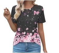 Womens Floral Tops My Order Casual Crew Neck Pleated Tops Vintage Tunic Top Classic-Fit Short Sleeve T-Shirts Ladies Blouse Oversized T Shirts for Women Summer Top Dressy Blouses Daily Wear