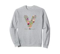 WOMENS FLORAL 'V' INITIAL WATERCOLOR BOTANICAL FLOWER LETTER Sweatshirt