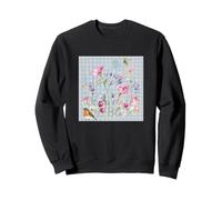 WOMENS FLORAL WATERCOLOR BOTANICAL FLOWER ROBIN & DRAGONFLY Sweatshirt