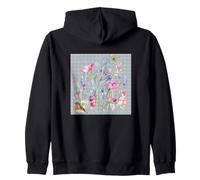 WOMENS FLORAL WATERCOLOR BOTANICAL FLOWER ROBIN & DRAGONFLY Zip Hoodie