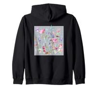WOMEN'S FLORAL WATERCOLOR SNAIL FLOWER GARDEN BOUQUET STEM Zip Hoodie