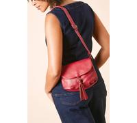 Womens Florence Faux Leather Small Cross Body Bag With Tassel Detail Red One Size