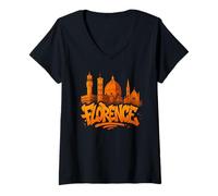 Womens Florence Graffiti Italy Street Art Design V-Neck T-Shirt