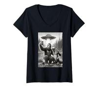 Womens Florida Bigfoot Alligator Alien Vacation Friends Skunk Ape V-Neck T-Shirt